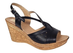 Sandale dama negre din piele naturala cu platforme de 8cm BVS45N