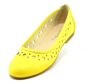 Balerini dama casual din piele naturala Eveline Galben - Marimea 40 - Img 3