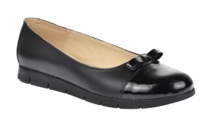 Balerini dama casual din piele naturala - Model cu funda si varf lacuit
