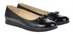 Balerini dama casual din piele naturala - Model cu funda si varf lacuit - Img 2