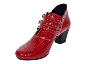 Botine dama rosii din piele naturala Croco cu toc de 6 cm BVS63CRR - Img 2