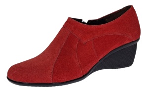 Botine dama rosii din piele naturala intoarsa cu platforme de 5 cm - Mira Velur - Img 11