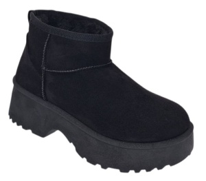 Cizme dama scurte din piele ecologica tip velur imblanite Urban Next Step A89BLACK - Img 5