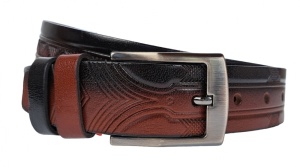 Curea barbati, casual, eleganta, din piele naturala, doua culori, negru si maro, 3.5cm - CK44MN - Img 2