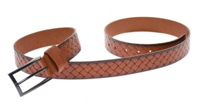 Curea barbati eleganta, design cu impletitura, din piele ecologica, Maro 3.5 cm - DR1540MP - Img 4