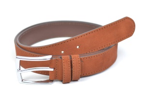 Curea barbati eleganta din piele naturala intoarsa, maro 3.5cm - CC2514MR - Img 3