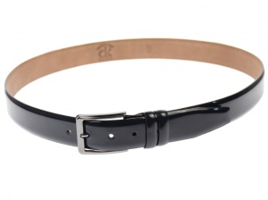 Curea barbati eleganta, din piele naturala lacuita bluemarin 3.5 cm - DR003LBLM - Img 2