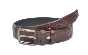 Curea barbati eleganta din piele naturala maro 3.5cm - DR240M2 - Img 2