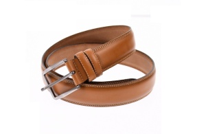 Curea barbati eleganta, din piele naturala, maro deschis 3.5 cm - DR002MD - Img 3