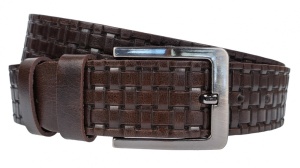 Curea barbati, eleganta, pentru costum, din piele naturala Maro, 3.5cm - CK54M