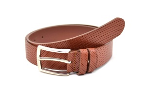 Curea casual - eleganta barbati din piele naturala perforata, maro CNC350MP