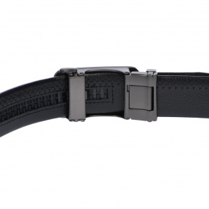 Curea din piele pentru barbati, catarama metalica fara ac, latime 3.5 cm, lungime reglabila, negru - LS237NNS - Img 2