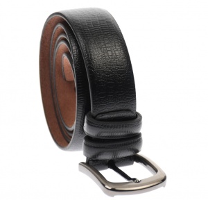 Curea neagra barbati casual, eleganta din piele naturala 3.5 cm - DR1320N - Img 2