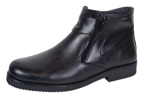 Ghete barbatesti negre din piele naturala cu doua fermoare Rusay Office GKR35NF - Img 4