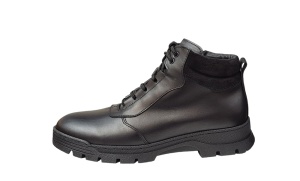 Ghete barbati casual din piele naturala cu fermoar imblanite Negru KAYRO - Img 5