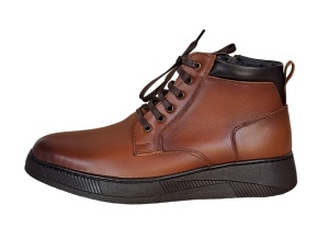 Ghete barbati Casual, din piele naturala imblanite, cu fermoar, Maro PH350MBOX - Img 6