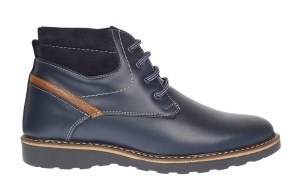 Ghete barbati casual din piele naturala imblanite model iarna Bleu GSCORSABLU - Img 6