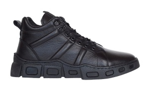 Ghete barbati casual din piele naturala (imblanite) Negru VIK851N - Img 6