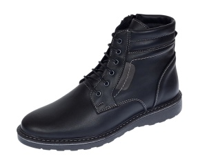 Ghete barbati din piele naturala cu siret si fermoar (imblanite) Corsa Negru GKR7XN - Img 9