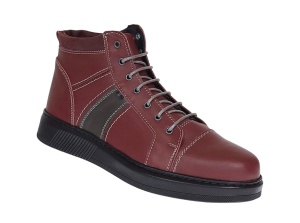 Ghete barbati din piele naturala imblanite Bordo, GKR40VIS - Img 5