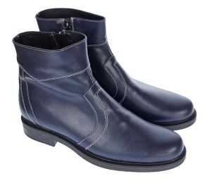 Ghete barbati din piele naturala, imblanite, elegante, cu fermoar, Bleumarin - GB99BLA2 - Img 4