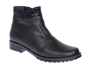 Ghete dama casual din piele naturala imblanite, Negru GD04N