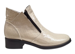 Ghete dama casual din piele naturala Nataly Croco Bej - Img 6