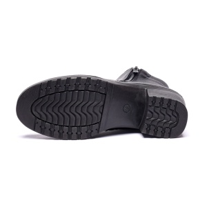 Ghete dama din piele eco cu fermoar imblanite Negru JF-51N - Img 2
