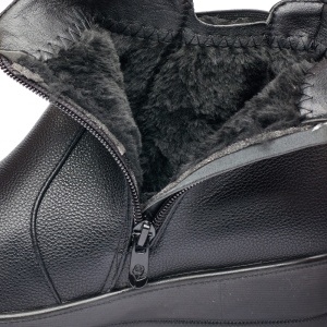 Ghete dama din piele eco cu fermoar imblanite Negru W33-8N - Img 4