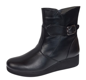 Ghete dama din piele naturala cu fermoar imblanite Orto Negru MVS50ORT - Img 4