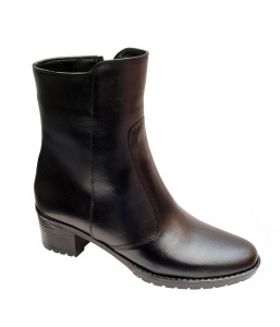 Ghete dama, din piele naturala, cu fermoar, negre, imblanite - GD964N2