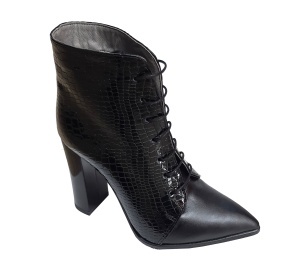 Ghete dama elegante negre din piele naturala croco si box - NA0123
