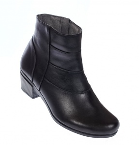 Ghetute dama din piele naturala box, cu fermoar, Toc de 5 cm, NEGRU - MVS63NBOX - Img 2