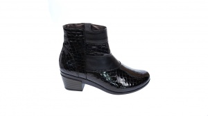 Ghetute dama din piele naturala Croco, cu fermoar, Toc de 5 cm, NEGRU - MVS18CRN - Img 4