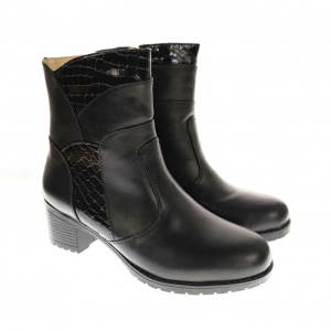 Marimea 37 Ghete dama din piele naturala, cu fermoar, imblanite, Negru LMVS43N