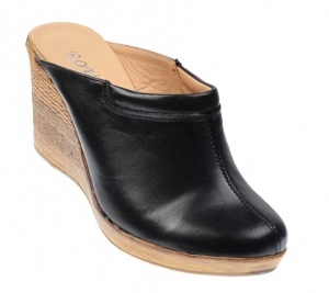 Oferta marimea 35, 38 Saboti dama negri din piele naturala cu platforme de 7 cm - LTEA19N