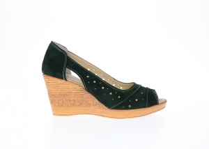 Oferta marimea 37, 39 - Saboti dama, de primavara- vara, decupati, din piele naturala intoarsa - LS1047VERDE - Img 4