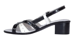 Oferta marimea 37 Sandale dama din piele naturala lacuita in doua culori alb negru Sara - Img 4