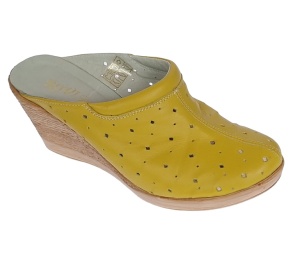 Oferta marimea 38 Saboti de vara, galbeni, din piele naturala cu perforatii L2TEAGALBEN - Img 6