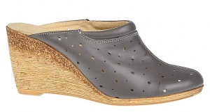 OFERTA marimea 40 - Saboti de vara, gri, din piele naturala cu perforatii - LTEAGRI - Img 3