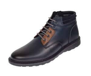 Oferta Marimea 41 Ghete piele naturala barbati imblanite cu siret si fermoar Corsa Blue LGKR3XBL - Img 5