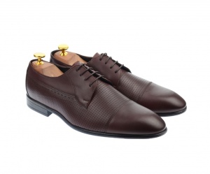 OFERTA MARIMEA 41 - Pantofi barbati bordeaux, office, eleganti, cu siret, din piele naturala L709VIS