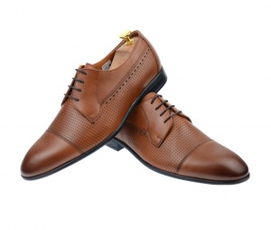 OFERTA MARIMEA 41 -Pantofi barbati office, eleganti, cu siret, din piele naturala, maro coniac, L709CON - Img 5