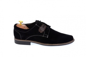Oferta marimea 41 - Pantofi casual din piele naturala intoarsa de culoare neagra - LPANM - Img 4