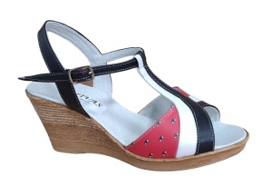 Oferta Sandale dama din piele naturala, cu platforme de 7 cm - LS61NAR Marimea 35