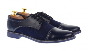 Pantofi barbati casual din piele naturala bleumarin 858BLM - Img 3