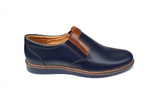 Pantofi barbati casual, din piele naturala, bleumarin, CIUCALETI SHOES - MARIOEBLUE - Img 3