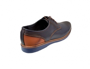 Pantofi barbati casual din piele naturala bleumarin cu maro, CIUCALETI SHOES - Img 3