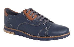 Pantofi barbati, casual din piele naturala, Bleumarin, GKR67BL - Img 1