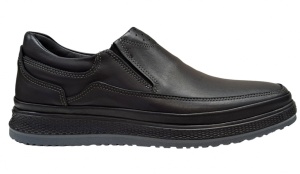 Pantofi barbati, casual, din piele naturala, cu elastic, Negru, 788N - Img 2